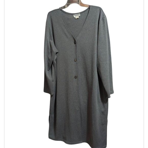 Hanes Long  Cardigan Gray Button Down Long Sleeve with Drop Shoulder Women's 2X - Picture 1 of 5